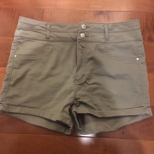 Army Green Super Stretch High-Waisted Shorts